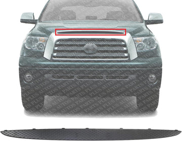 Front Grille Molding Textured Plastic Direct Replacement Compatible With 2007-2009 Toyota Tundra TO1210105 531210C050