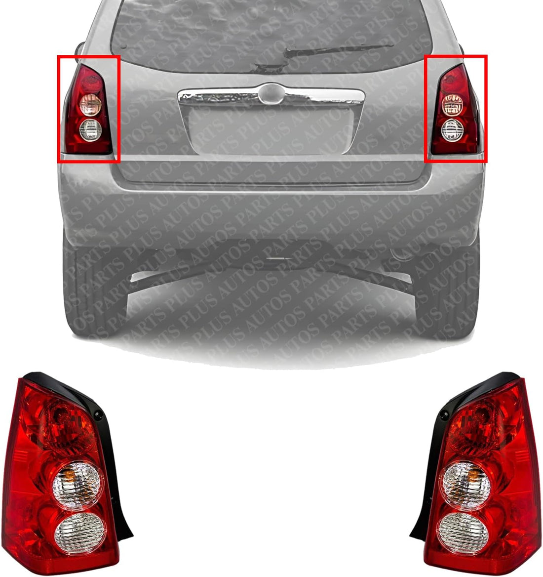 Set Of 2 Tail Light Lens And Housing Right Passenger & Left Driver Side Direct Replacement Compatible With 2005-2006 Mazda Tribute MA2819107 MA2818107 EF9151170C EF9151180C