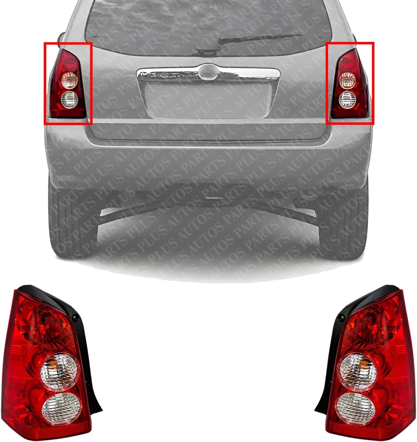 Set Of 2 Tail Light Lens And Housing Right Passenger & Left Driver Side Direct Replacement Compatible With 2005-2006 Mazda Tribute MA2819107 MA2818107 EF9151170C EF9151180C