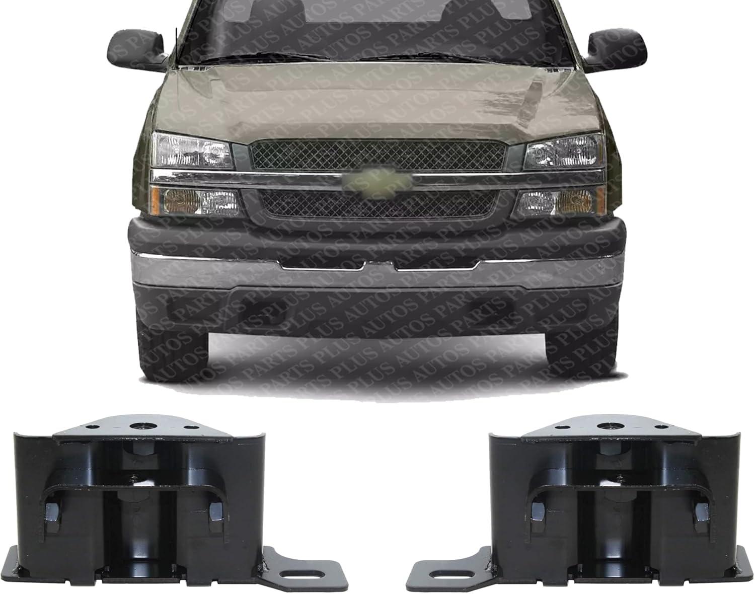 Set of 2 Front Bumper Bracket Left Driver & Right Passenger Side Direct Replacement Compatible With 2003-2006 Chevrolet Silverado GM1066147 GM1067147 12335636 12335637