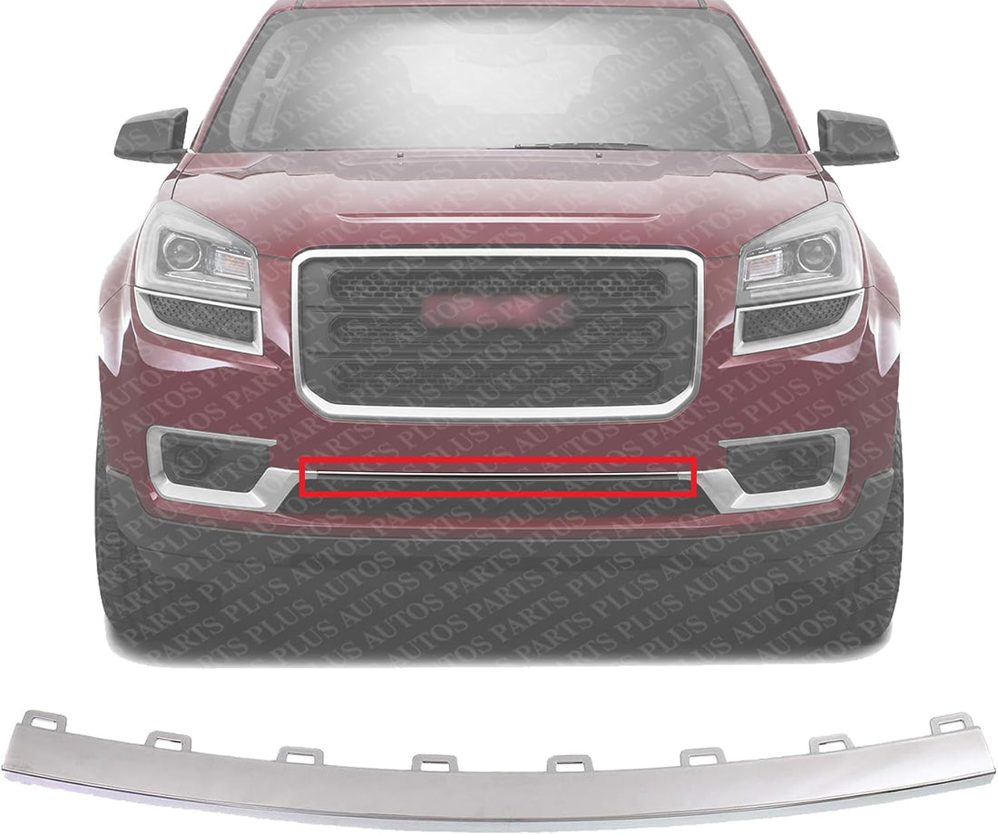 Front Bumper Molding Chrome Plastic Direct Replacement Compatible With 2013-2016 GMC Acadia / 2017 Limited GM1044118 20982402