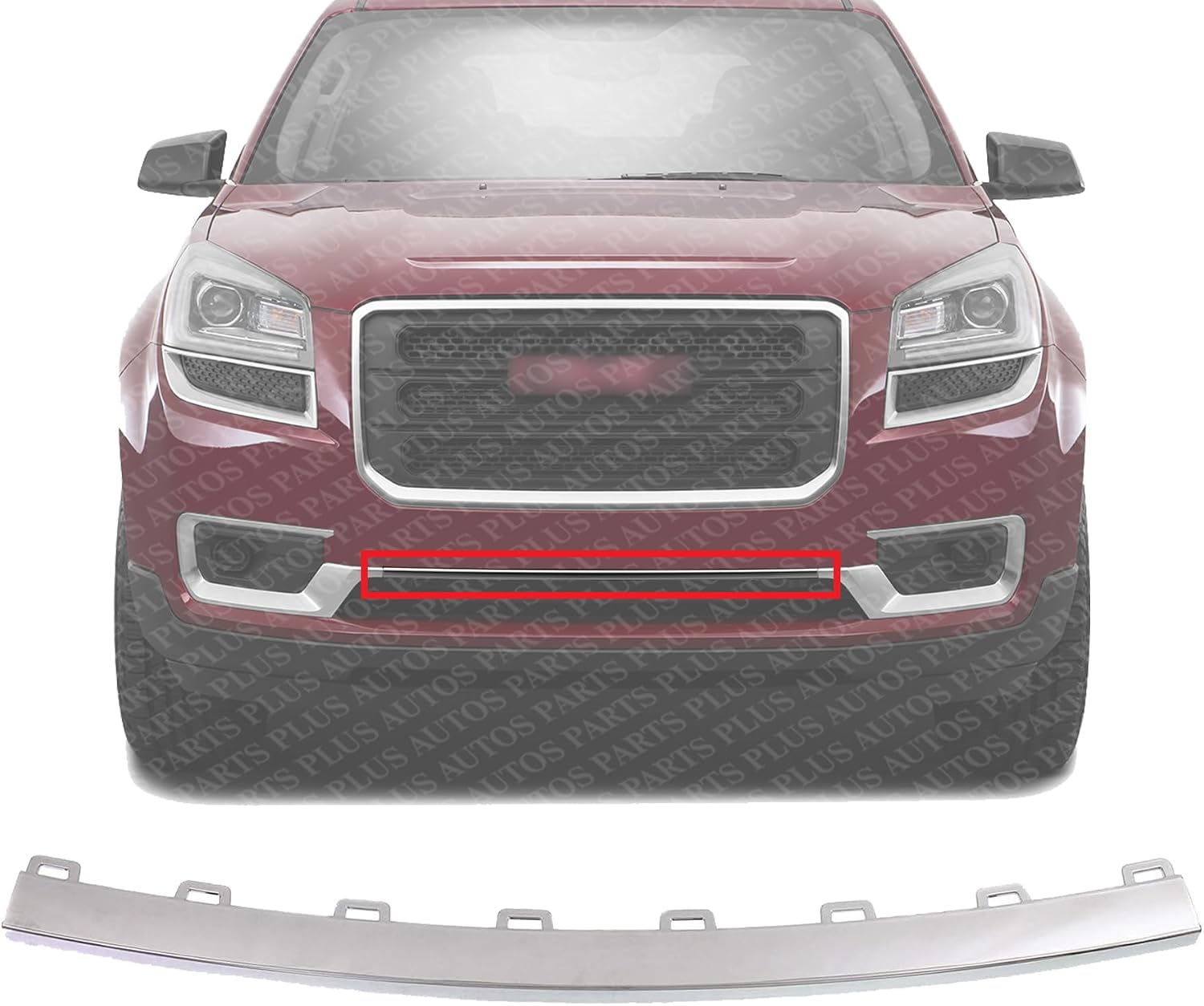 Front Bumper Molding Chrome Plastic Direct Replacement Compatible With 2013-2016 GMC Acadia / 2017 Limited GM1044118 20982402