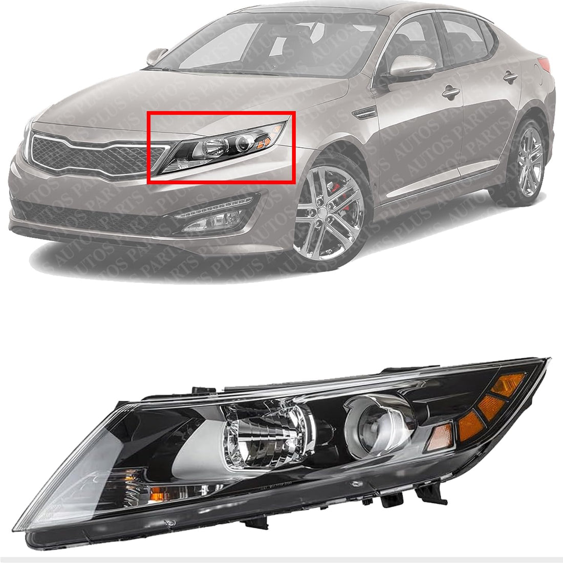 Front Head Light Assembly Left Driver Side Direct Replacement Compatible With 2011-2013 Kia Optima KI2502155 921012T121