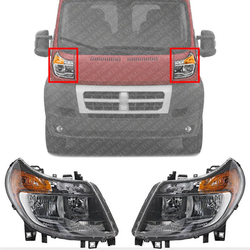 AUTOS PARTS PLUS Set Of 2 Front Headlight Assembly Right Passenger & Left Driver Side Direct Replacement Compatible With Ram ProMaster 1500 2500 3500 2014-2022 CH2503291 CH2502291 68154588AL