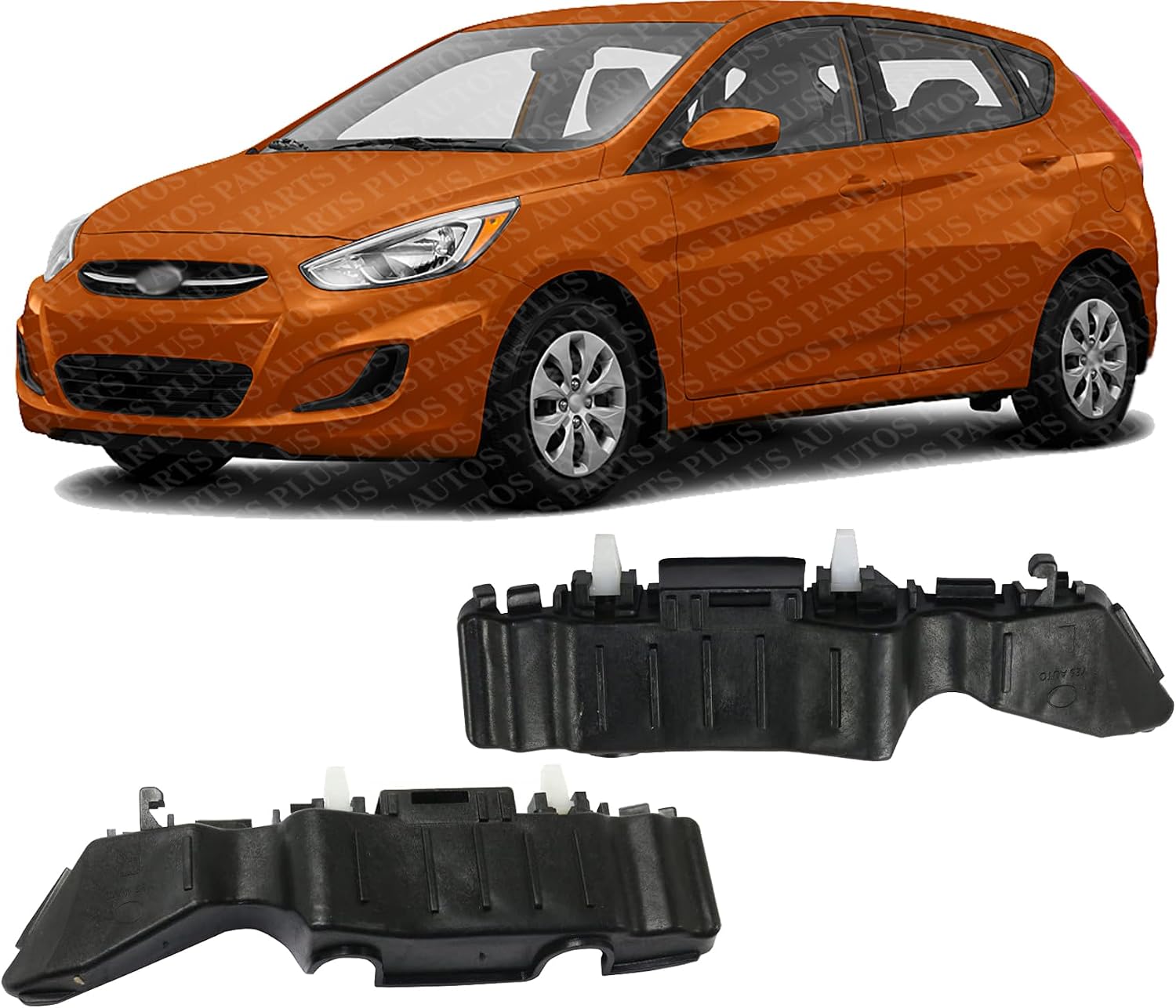 Set of 2 Front Bumper Upper Mounting Bracket Plastic Left Driver & Right Passenger Side Direct Replacement Compatible with 2012-2017 Hyundai Accent HY1043111 HY1042111