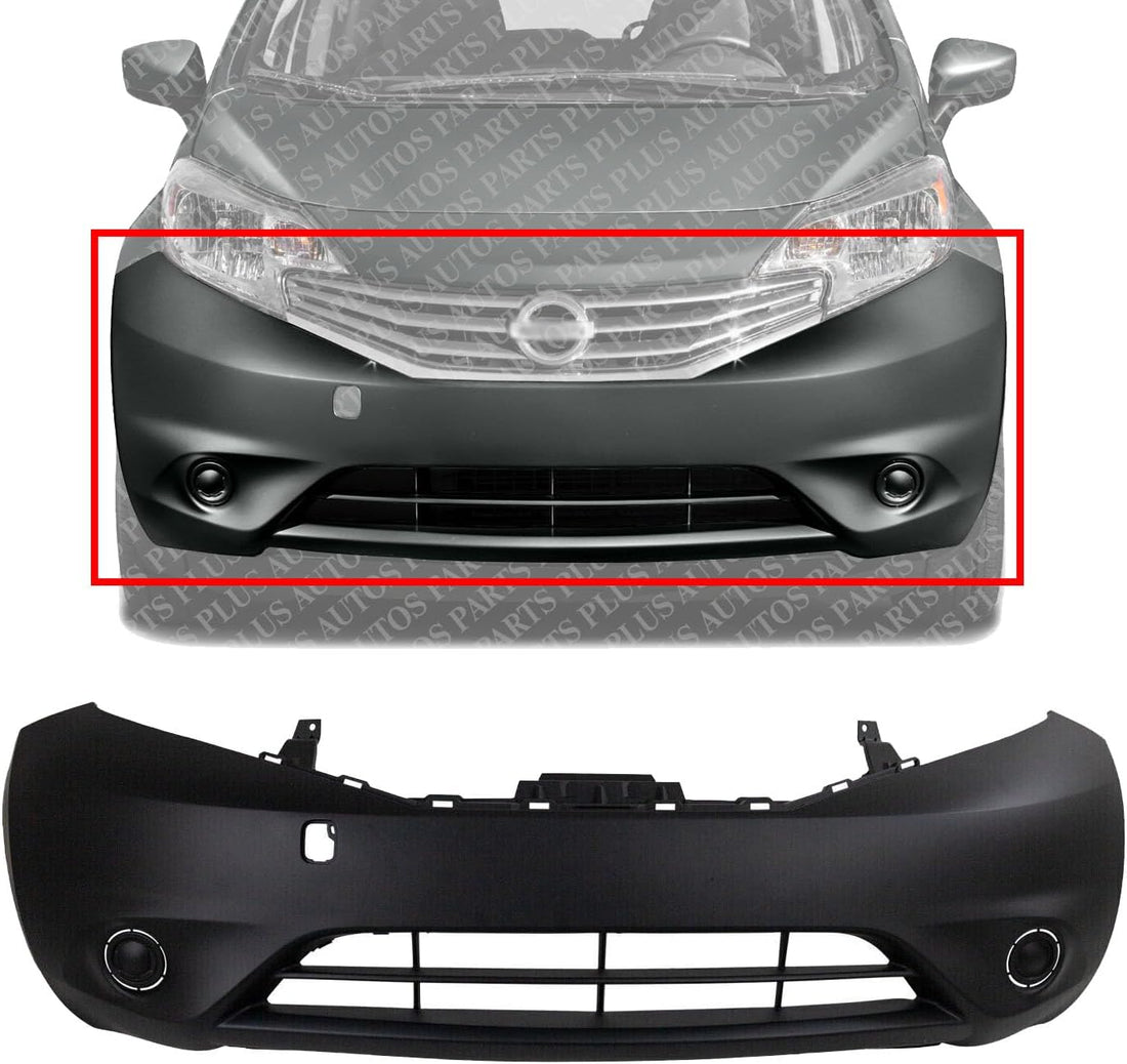 Front Bumper Cover Primed With Fog Light Holes Direct Replacement Compatible With 2014-2015 Nissan Versa Note NI1000292 FBM223VY0J
