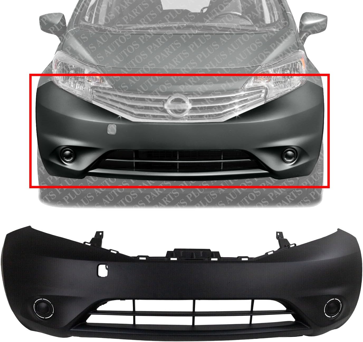 Front Bumper Cover Primed With Fog Light Holes Direct Replacement Compatible With 2014-2015 Nissan Versa Note NI1000292 FBM223VY0J