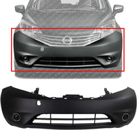 Front Bumper Cover Primed With Fog Light Holes Direct Replacement Compatible With 2014-2015 Nissan Versa Note NI1000292 FBM223VY0J