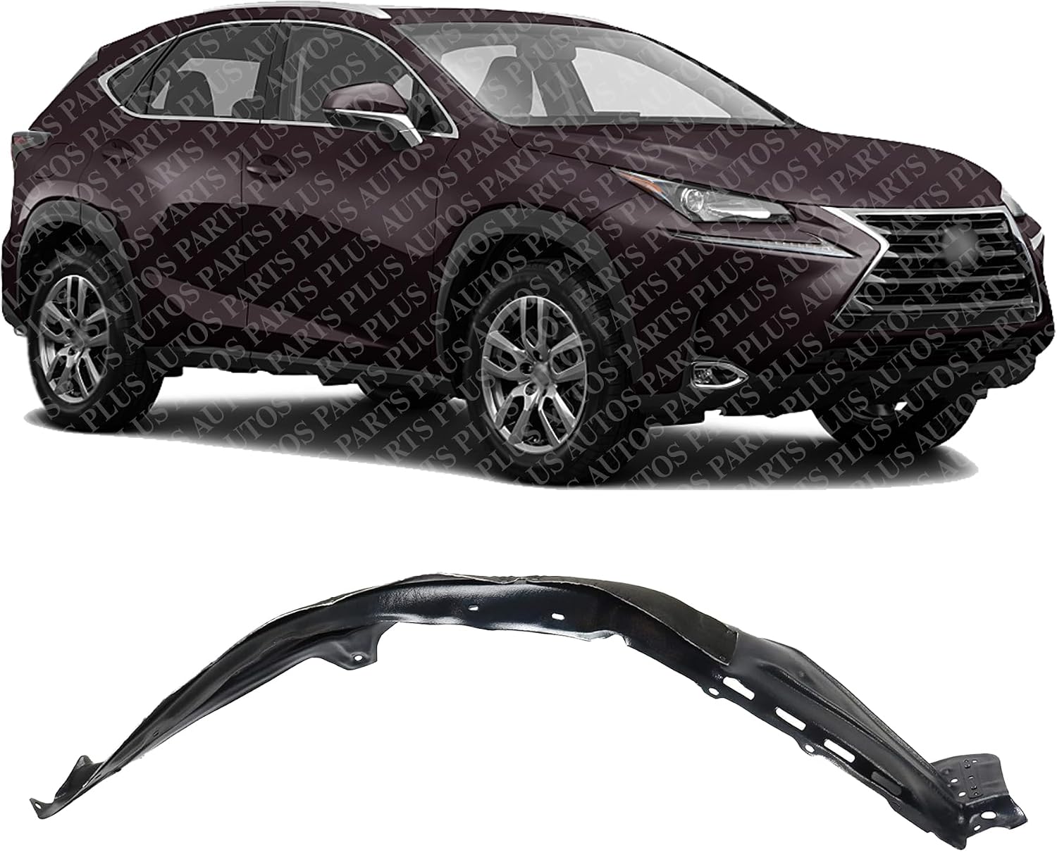 Front Section Fender Liner Rear Section Right Passenger Side Direct Replacement Compatible with 2015-2017 Lexus NX200t / NX300h LX1249134 5387578010