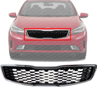 Front Grille Primed Shell And Insert Plastic With Chrome Frame Direct Replacement Compatible With 2017-2018 Kia Forte KI1200191 86350B0010