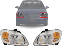 Set Of 2 Front Head Light Assembly Halogen Clear Lens With Bracket Right & Left Side Direct Replacement Compatible With 2005-2008 Chevrolet Cobalt / 2007-2009 Pontiac G5 GM2502281