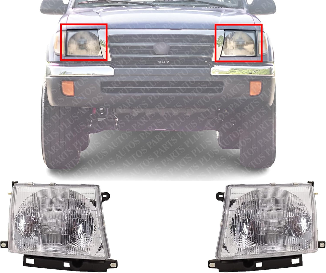 Set Of 2 Front Head Light Assembly Left Driver & Right Passenger Side Direct Replacement Compatible With 1997-2000 Toyota Tacoma TO2503120 TO2502120 8111004090 8115004090