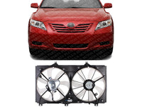 Front Radiator Dual Cooling Fan Assembly Plastic Direct Replacement Compatible with 2007-2009 Toyota Camry TO3115151 163630H010-PFM