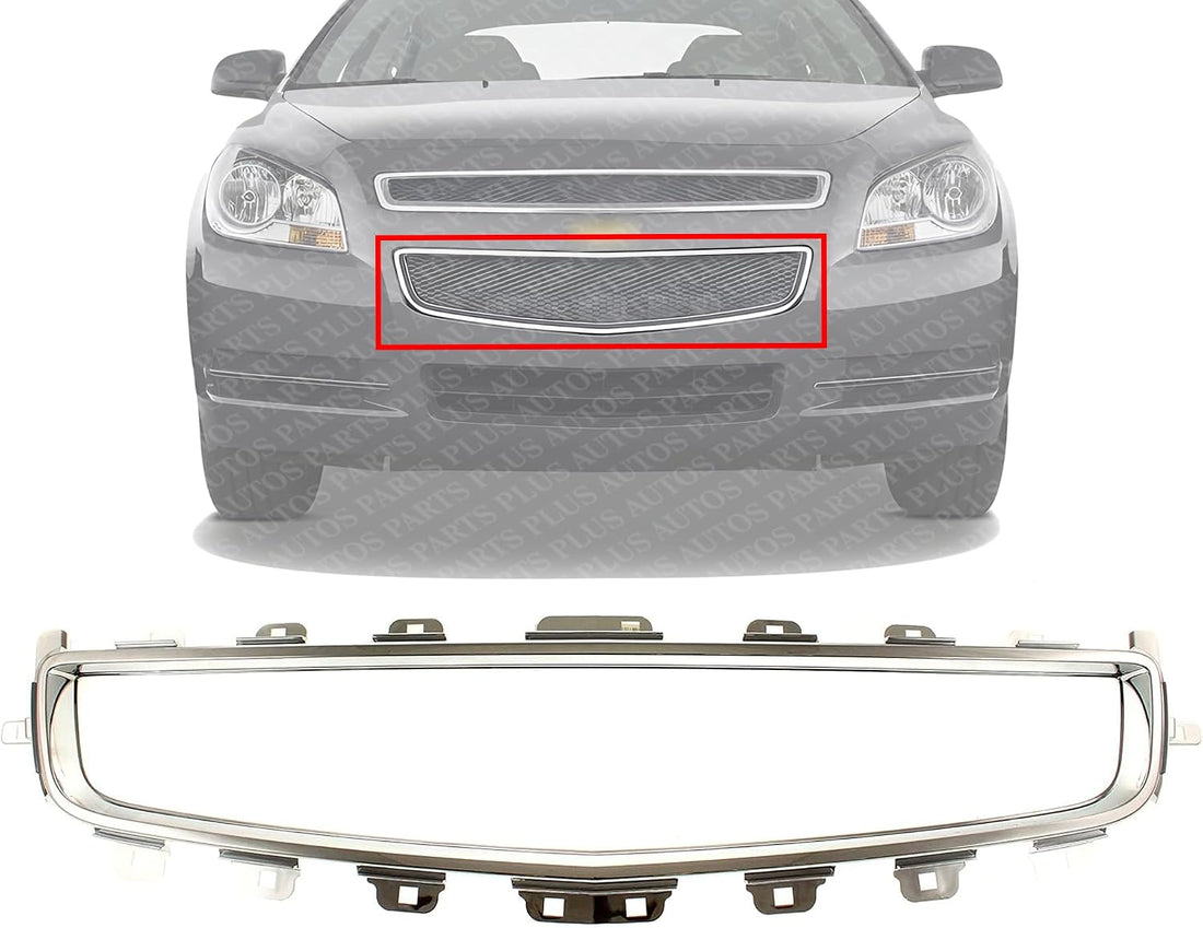 Front Center Grille Molding Chrome Direct Replacement Compatible With 2008-2012 Chevrolet Malibu GM1210115 25784043