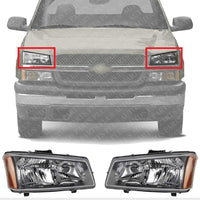 Set Of 2 Front Head Light Assembly Left Driver & Right Passenger Side Direct Replacement Compatible With 2003-2006 Chevrolet Silverado GM2503224 GM2502224 10396913-PFM