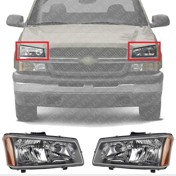 Set Of 2 Front Head Light Assembly Left Driver & Right Passenger Side Direct Replacement Compatible With 2003-2006 Chevrolet Silverado GM2503224 GM2502224 10396913-PFM