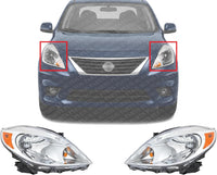 Set Of 2 Front Head Light Assembly Plastic Left Driver & Right Passenger Side Direct Replacement Compatible With 2012-2014 Nissan Versa NI2503207 NI2502207 260103AN0B 260603AN0B