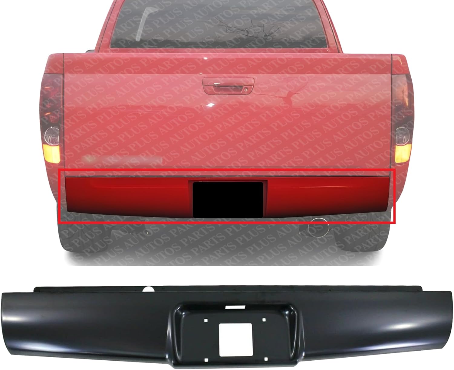 Rear Roll Pan Primed Steel with License Plate Part & Light Kit Direct Replacement Compatible with 2004-2010 Chevrolet Colorado REPC825512