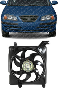 Front Radiator Cooling Fan Assembly Direct Replacement Compatible With 2001-2006 Hyundai Elantra / 2003-2008 Tiburon HY3115105 253502D001
