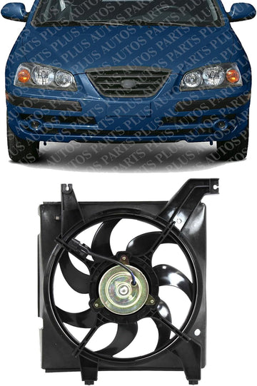 Front Radiator Cooling Fan Assembly Direct Replacement Compatible With 2001-2006 Hyundai Elantra / 2003-2008 Tiburon HY3115105 253502D001