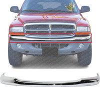 Front Bumper Face Bar Chrome Steel Direct Replacement Compatible With 1997-2004 Dodge Dakota 55255844AB-PFM