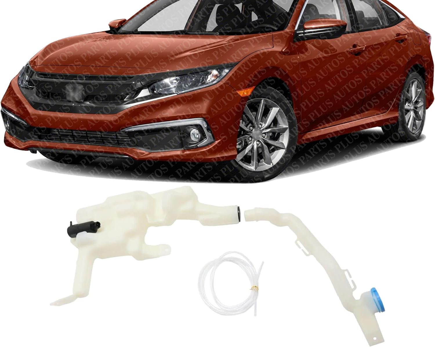 Front Washer Reservoir With Cap / Inlet And Pump Direct Replacement Compatible With 2016-2021 Honda Civic HO1288215 76841TBAA01-PFM 76806TBAA01 38513SC4672