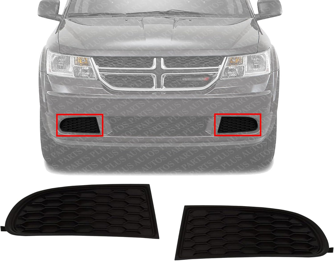 Set Of 2 Front Fog Light Cover Textured Plastic Right Passenger & Left Driver Side Direct Replacement Compatible With 2011-2020 Dodge Journey CH1039180 CH1038180 68079852AB 68079853AB