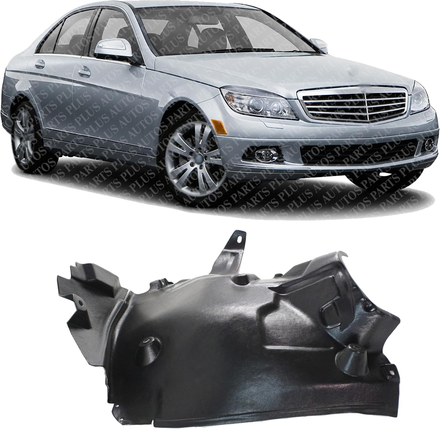 Front Fender Liner Rear Section Right Passenger Side Direct Replacement Compatible With 2008-2011 Mercedes Benz C-Class MB1249146 2046904830