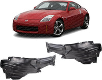 New Front Rear Section Fender Liners Right Passenger & Left Driver Side Direct Replacement for Nissan 350Z 2003-2009 63842CD000 63843CD000 NI1251131 NI1251138 NI1250131 NI1250138