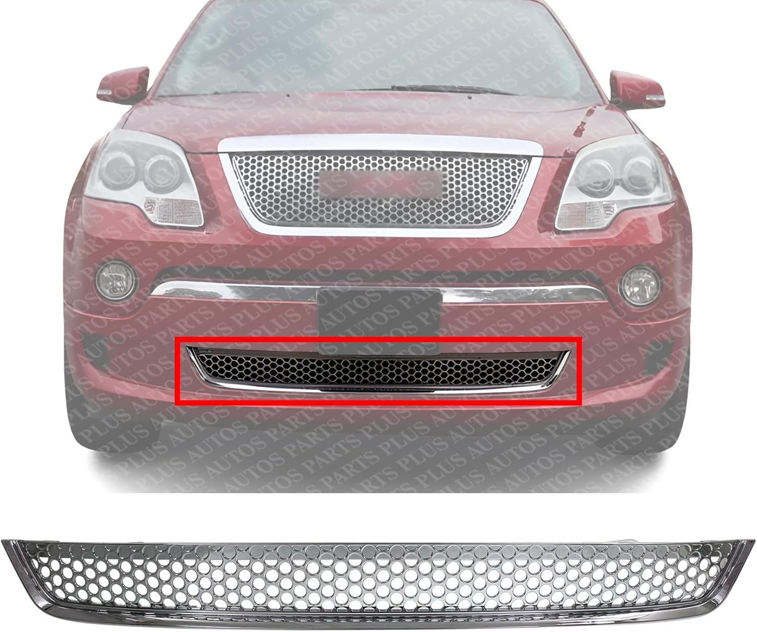 Front Bumper Grille Chrome Direct Replacement Compatible With 2011-2012 GMC Acadia GM1036150 25963852
