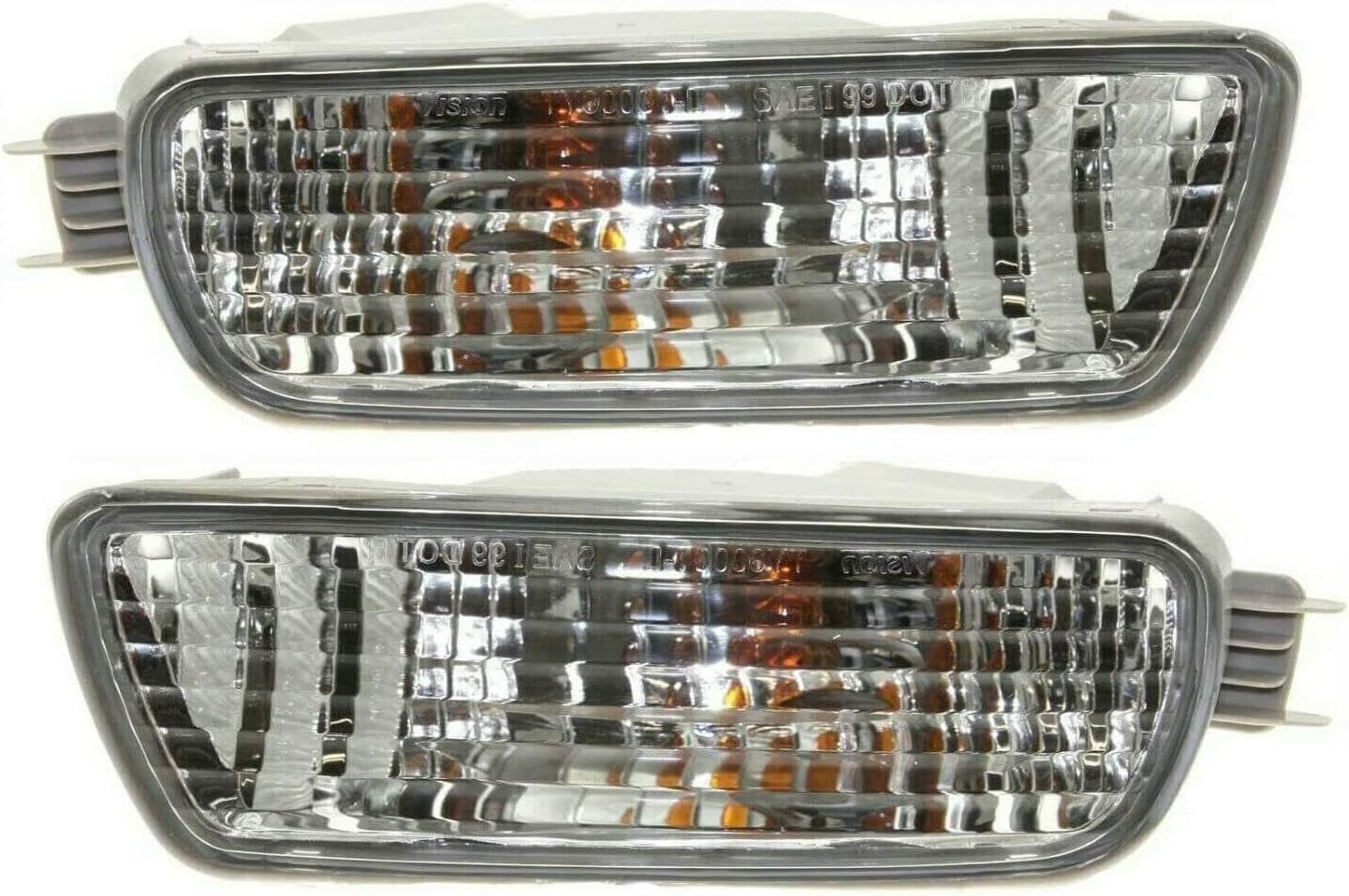 Front Headlights + Corner Lamps With Black Trim + Signal Lights Left Driver & Right Passenger Side Direct Replacement Compatible With 2001-2004 Toyota Tacoma TO2503136 TO2502136