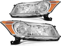 Front Bumper Cover Primed + Head Lights Left Driver & Right Passenger Side Direct Replacement Compatible with 2008-2010 Honda Accord