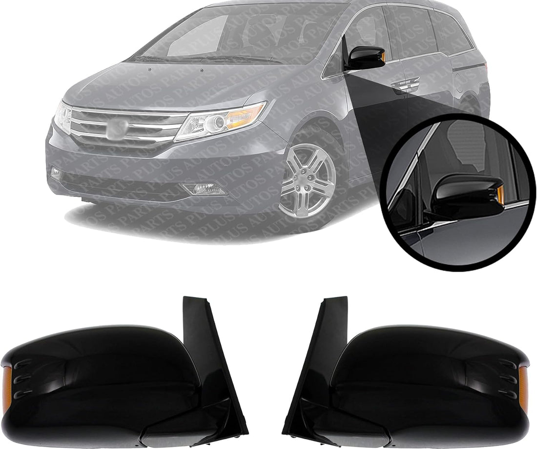 Set Of 2 Front Power Mirror Manual Folding Heated Textured Right Passenger & Left Driver Side Direct Replacement Compatible With 2011-2013 Honda Odyssey HO1320264 HO1321264