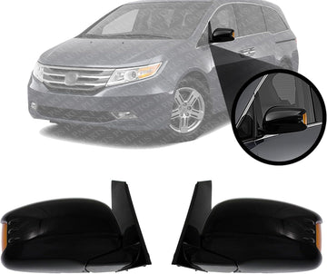 Set Of 2 Front Power Mirror Manual Folding Heated Textured Right Passenger & Left Driver Side Direct Replacement Compatible With 2011-2013 Honda Odyssey HO1320264 HO1321264