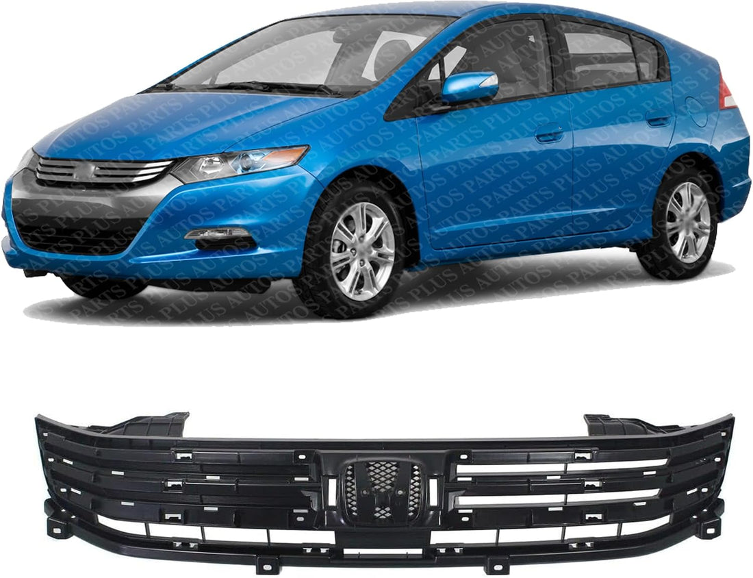 Front Bumper Upper Grille Primed Shell And Insert Plastic Direct Replacement Compatible With 2010-2011 Honda Insight HO1200208 71121TM8G01