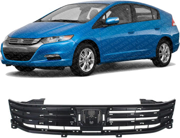 Front Bumper Upper Grille Primed Shell And Insert Plastic Direct Replacement Compatible With 2010-2011 Honda Insight HO1200208 71121TM8G01