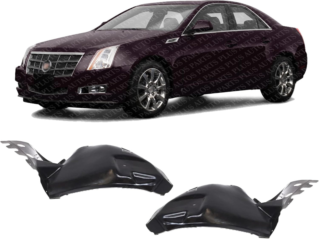 Set Of 2 Front Section Fender Liner Cover Extension Left Driver & Right Passenger Side Direct Replacement Compatible With 2008-2014 Cadillac CTS GM1248198 GM1249198 25940080 25940079