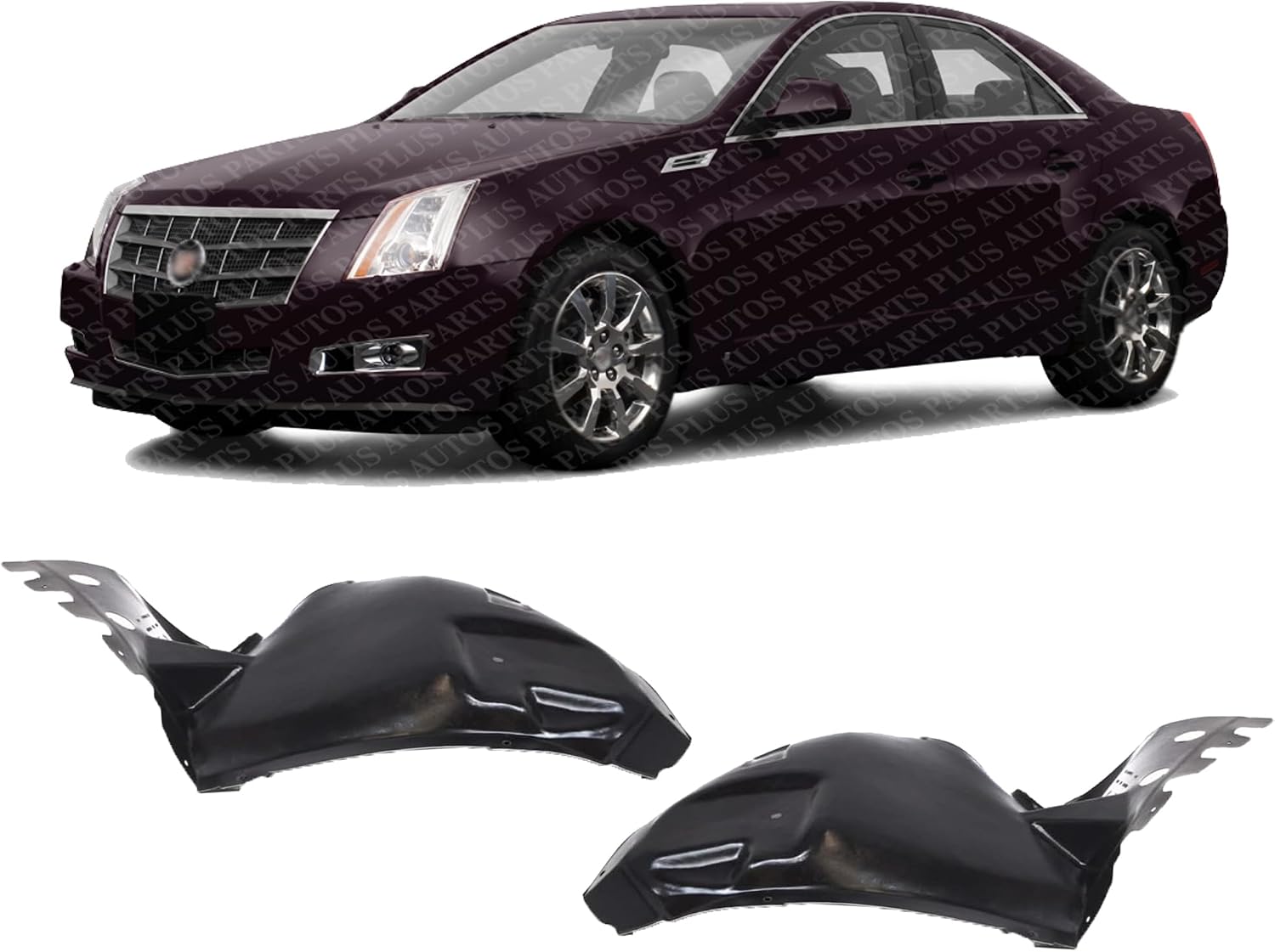 Set Of 2 Front Section Fender Liner Cover Extension Left Driver & Right Passenger Side Direct Replacement Compatible With 2008-2014 Cadillac CTS GM1248198 GM1249198 25940080 25940079