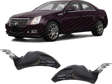 Set Of 2 Front Section Fender Liner Cover Extension Left Driver & Right Passenger Side Direct Replacement Compatible With 2008-2014 Cadillac CTS GM1248198 GM1249198 25940080 25940079