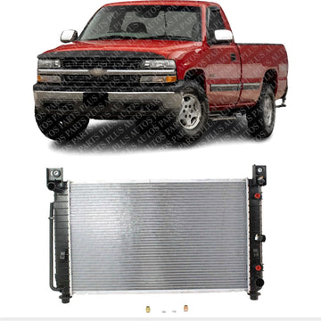 Front Radiator 28 in x 17 in Core Without Rear Auxiliary A/C Direct Replacement Compatible with 1999-2004 Chevrolet Silverado/GMC Sierra 1500 GM3010436 15193110