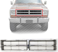 Front Grille Chrome Insert Direct Replacement Compatible With 1986-1990 Dodge Full Size Pickup CH1200103 4249802
