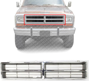 Front Grille Chrome Insert Direct Replacement Compatible With 1986-1990 Dodge Full Size Pickup CH1200103 4249802