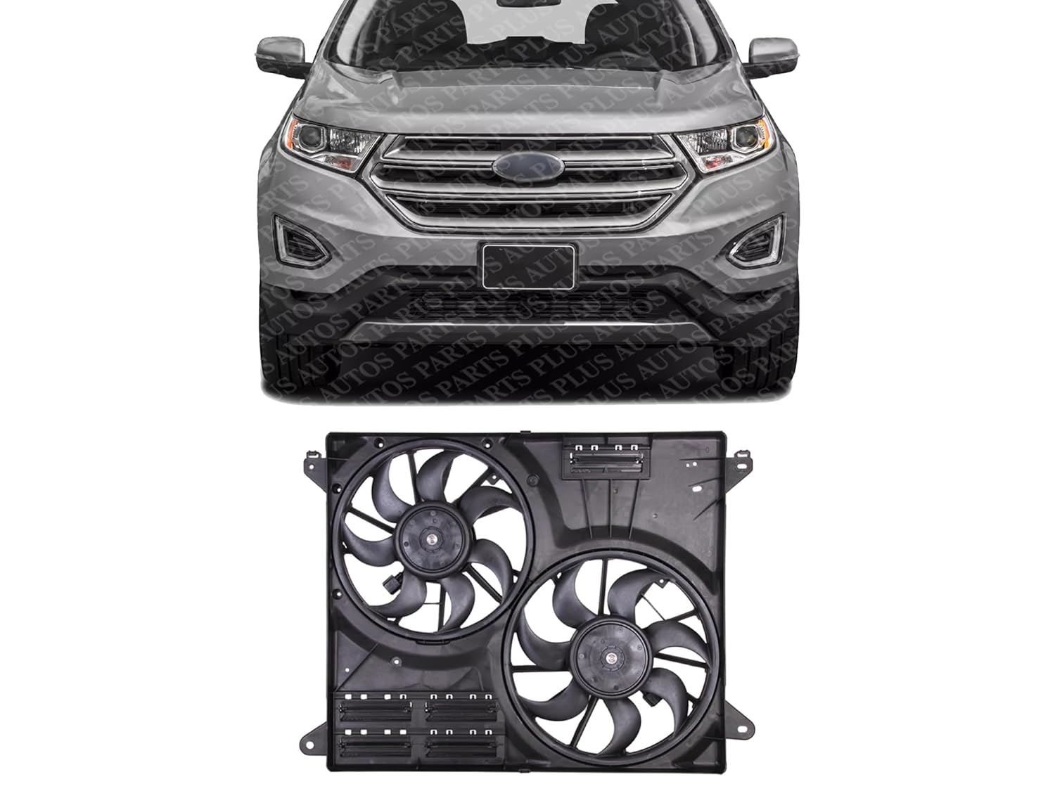 Front Dual Fan Assembly Plastic Direct Replacement Compatible with 2015-2023 Ford Edge / 2016-2018 Lincoln MKX FO3115212 F2GZ8C607E