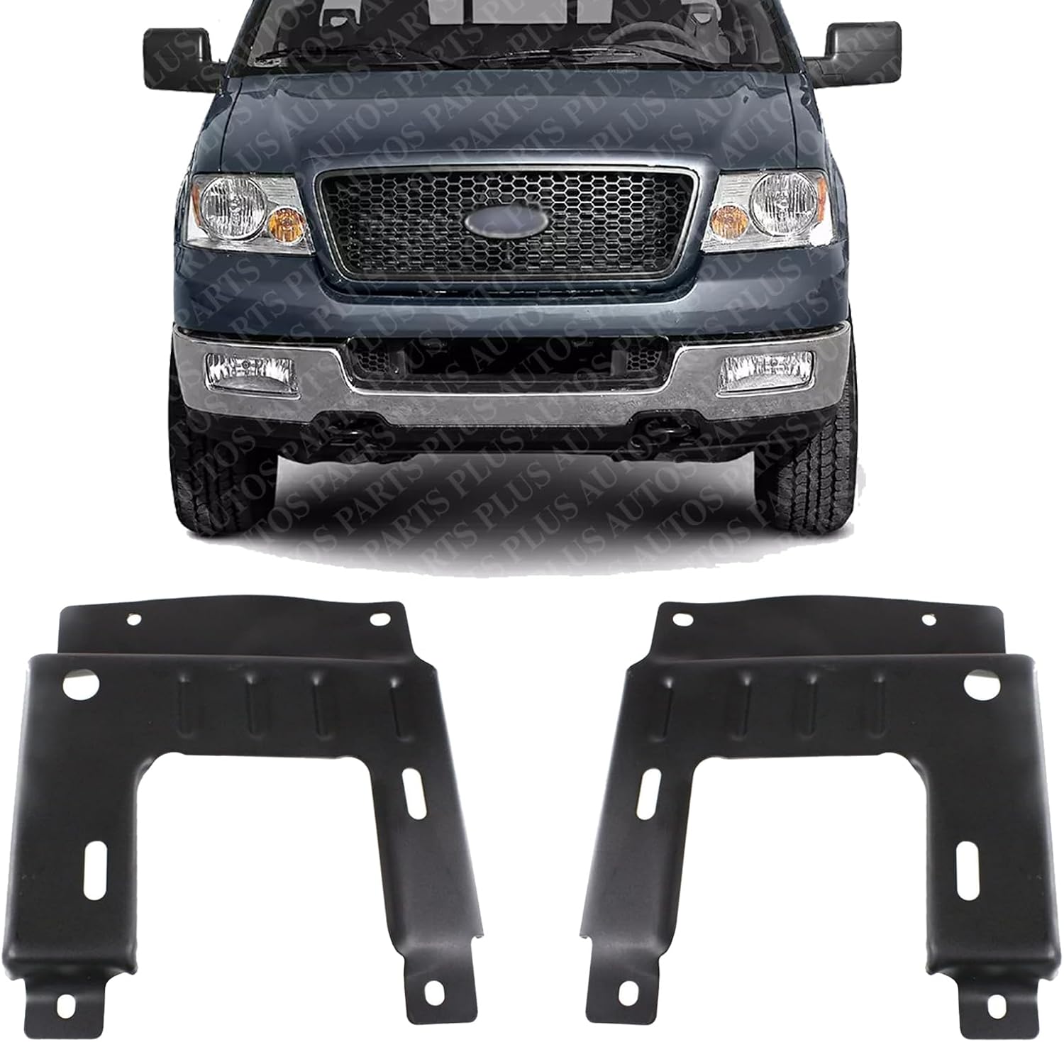 Set of 2 Front Bumper Mounting Plate Bracket Right Passenger & Left Driver Side Direct Replacement Compatible with 2004-2006 Ford F-150 FO1067159 FO1066159 4L3Z17B984AA 4L3Z17B985AA