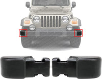 Set Of 2 Front Bumper End Cap Primed Plastic Left Driver & Right Passenger Side Direct Replacement Compatible With 1997-2006 Jeep Wrangler CH1005128 CH1004128 55155756AB 55155757AB