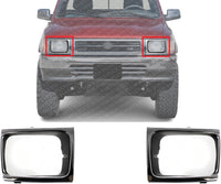 Set Of 2 Front Head Light Door Bezel Chrome Plastic Left Driver & Right Passenger Side Direct Replacement Compatible With 1992-1995 Toyota Pickup TO2513118 TO2512116