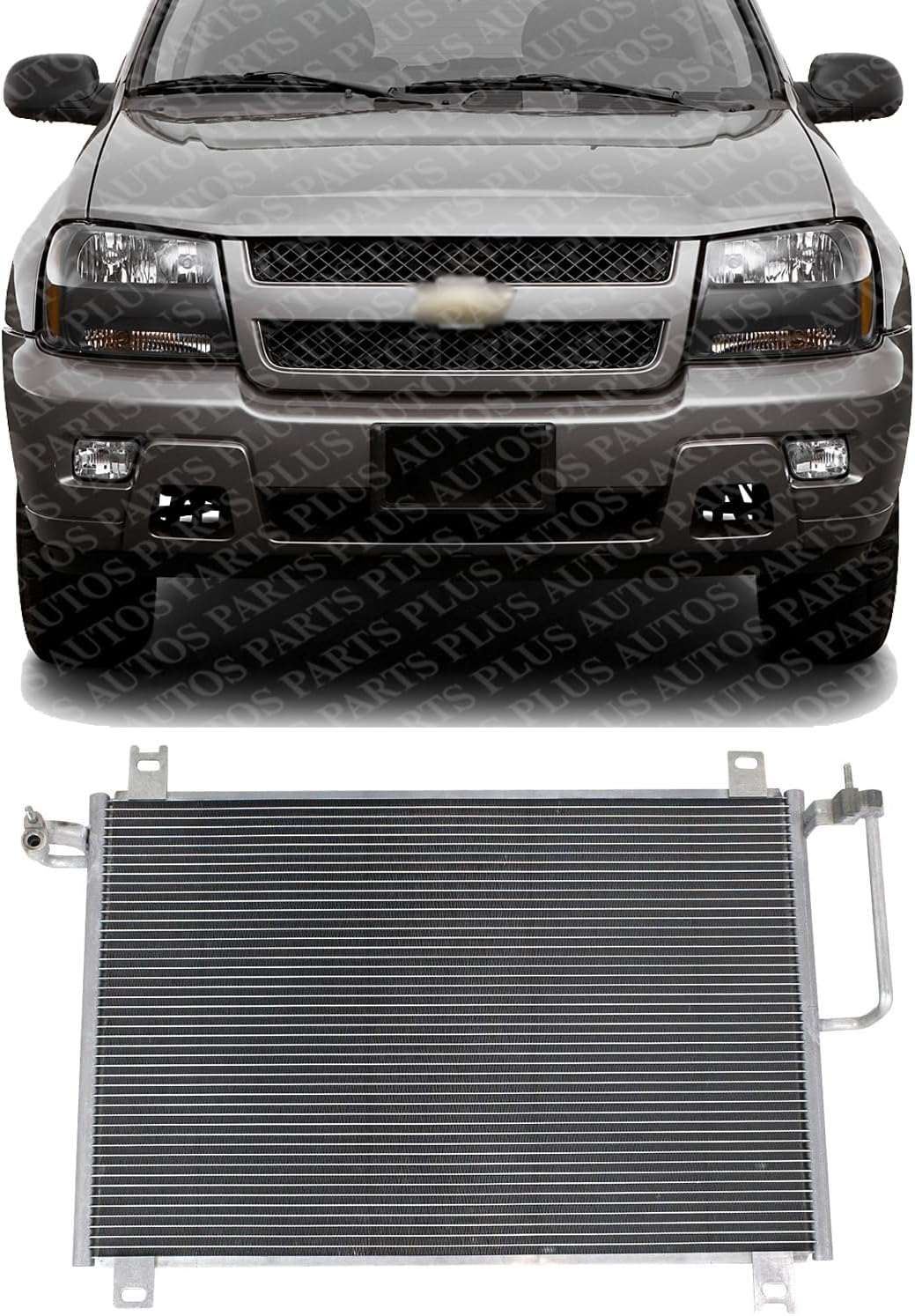 Front A/C Condenser Aluminum Core Direct Replacement Compatible With 2002-2009 Chevrolet Trailblazer GM3030241 89019255