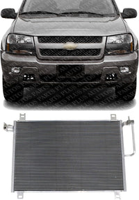 Front A/C Condenser Aluminum Core Direct Replacement Compatible With 2002-2009 Chevrolet Trailblazer GM3030241 89019255
