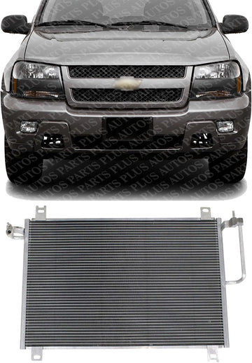 Front A/C Condenser Aluminum Core Direct Replacement Compatible With 2002-2009 Chevrolet Trailblazer GM3030241 89019255