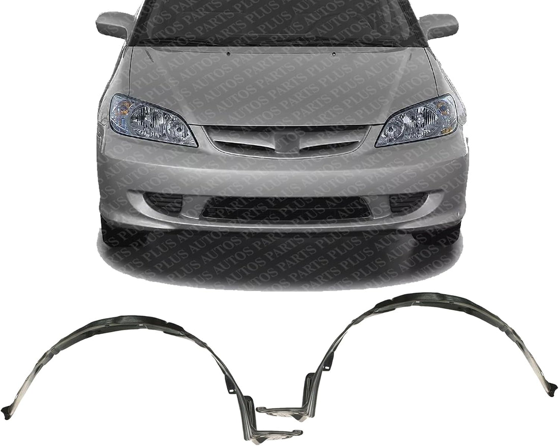 Set Of 2 Front Fender Liner Right Passenger & Left Driver Side Direct Replacement Compatible With 2004-2005 Honda Civic HO1249121 HO1248121 74101S5AJ01 74151S5AJ00